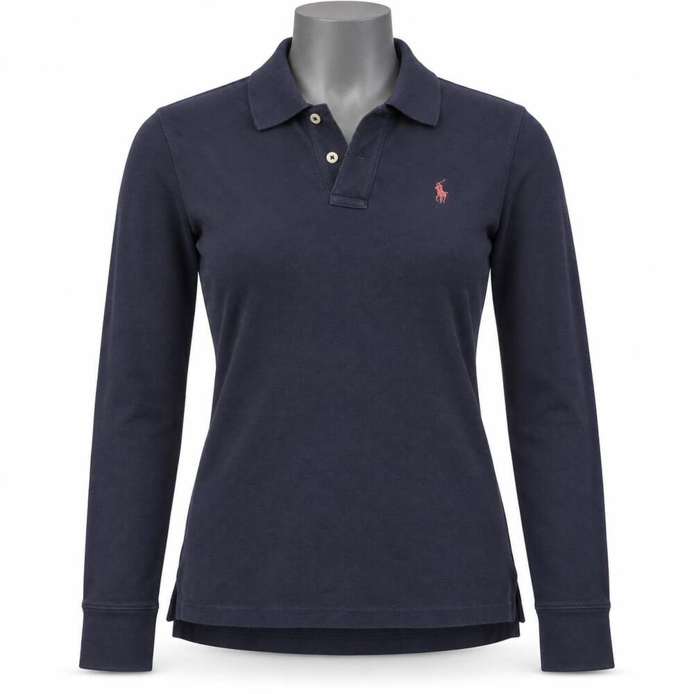 Ralph Lauren The Skinny Polo Long-Sleeve Polo Shirt Size M Navy Blue
